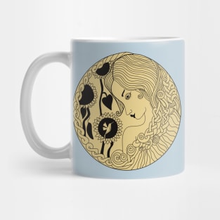 Celtic goddess with sunflowers and hummingbird Mug